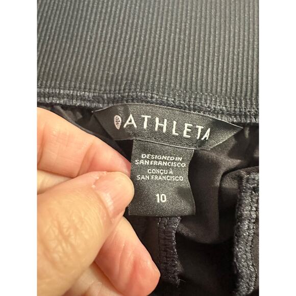 Athleta Women Pants 10 Black Poly Blend Pull On Stretch Regular Activewear A30 - Picture 5 of 9